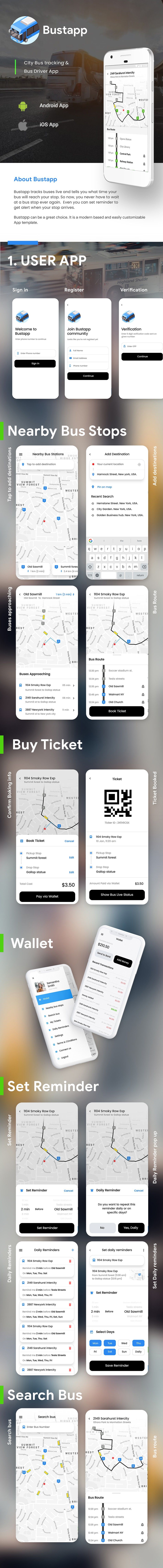 4 App Templates| City Bus Tracking App| Bus Ticket Booking App| City Bus Driver & Rider App| Bustapp - 3