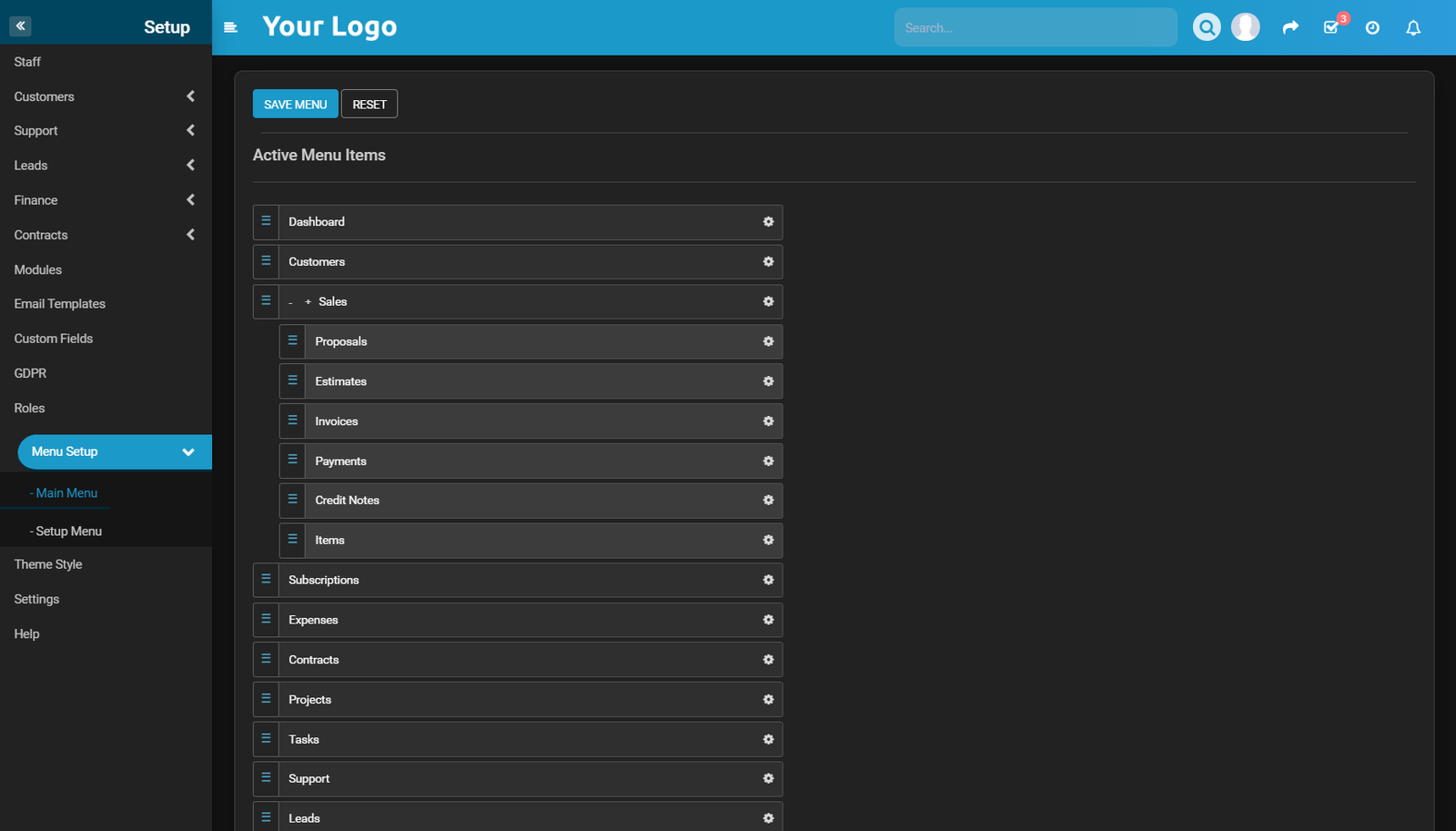 Ultimate Dark Theme for Perfex CRM
