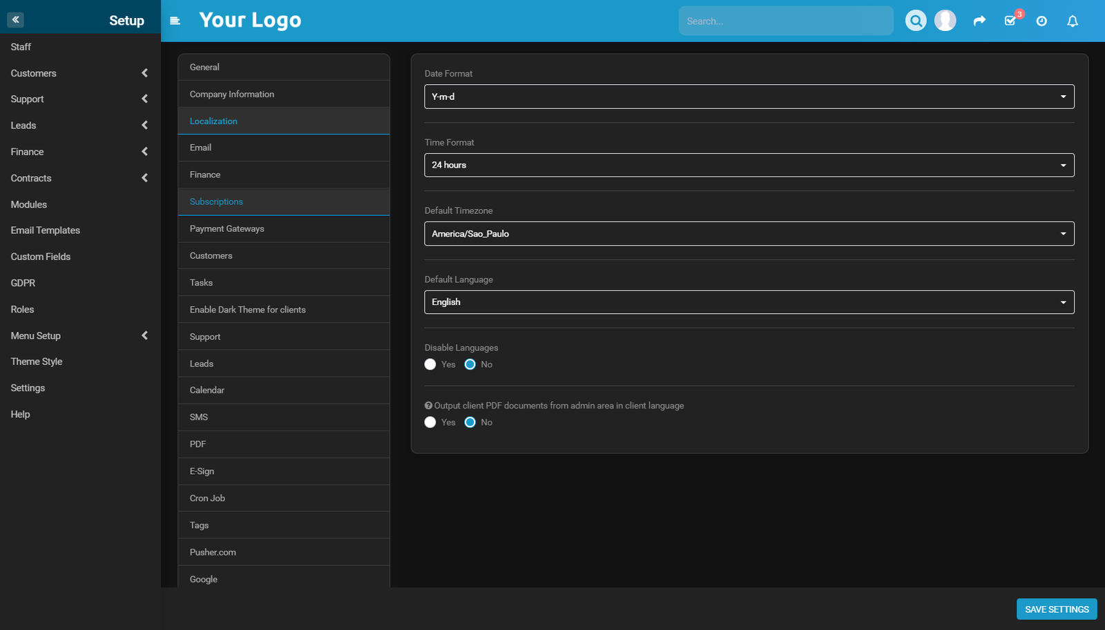 Ultimate Dark Theme for Perfex CRM