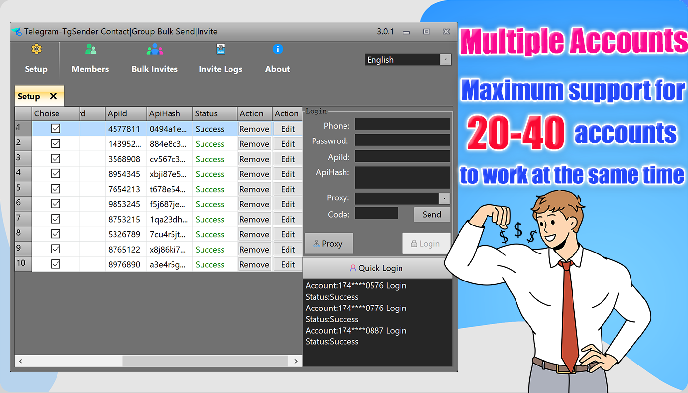 Telegram Bot Bulk Send/Scraper/Invite Safe Tools-Support multiple accounts