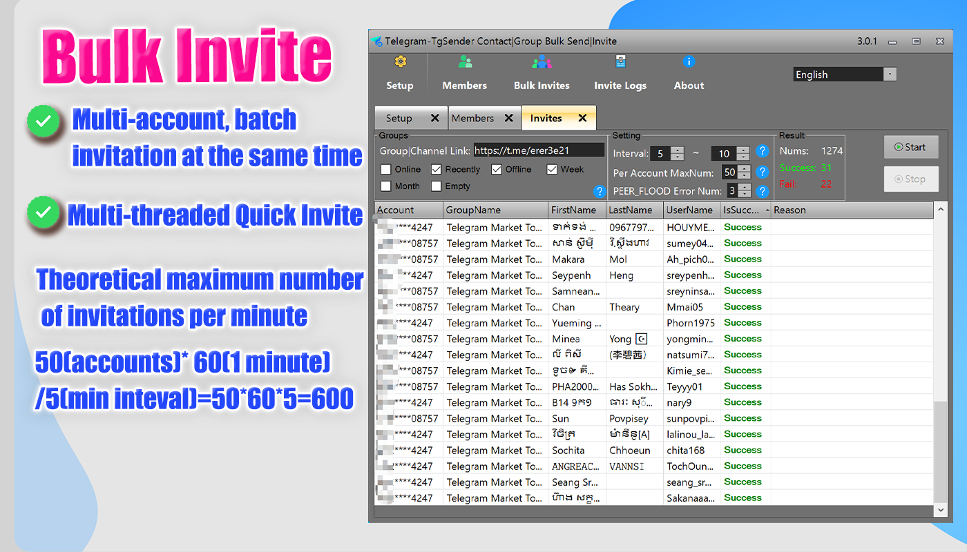 Telegram Telegram Bot-Multi-threaded bulk invite