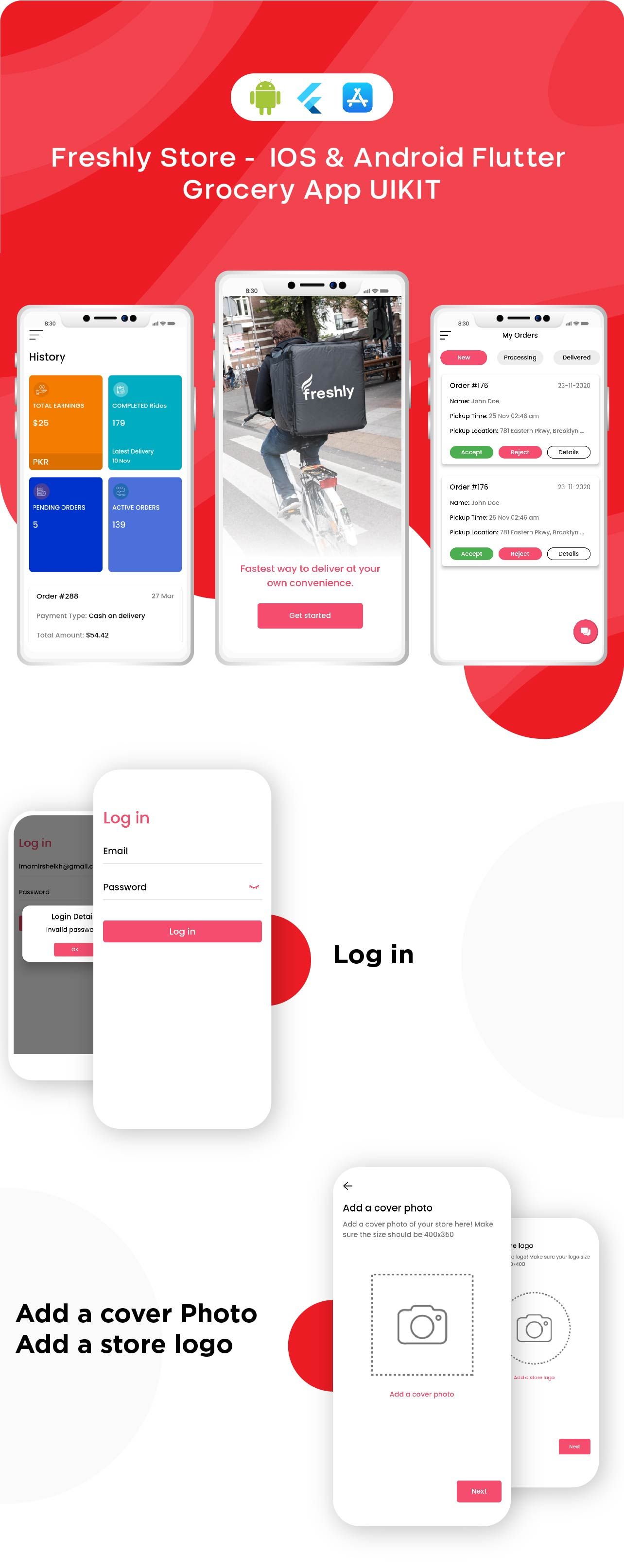 Freshly - Grocery Flutter App UIKIT Customer, Rider And Store All In One - 1