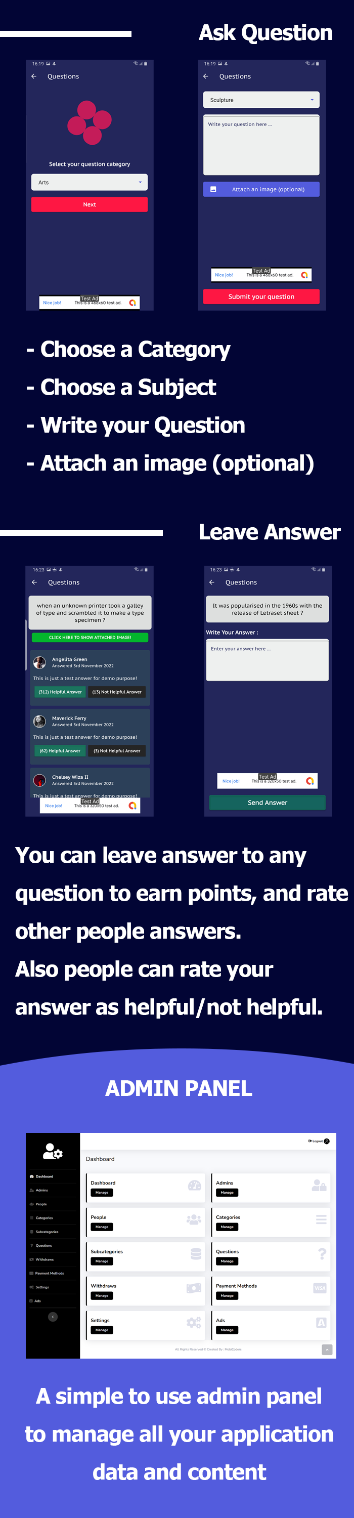 Ask & Answer to Earn Money App with Admin Panel - 5
