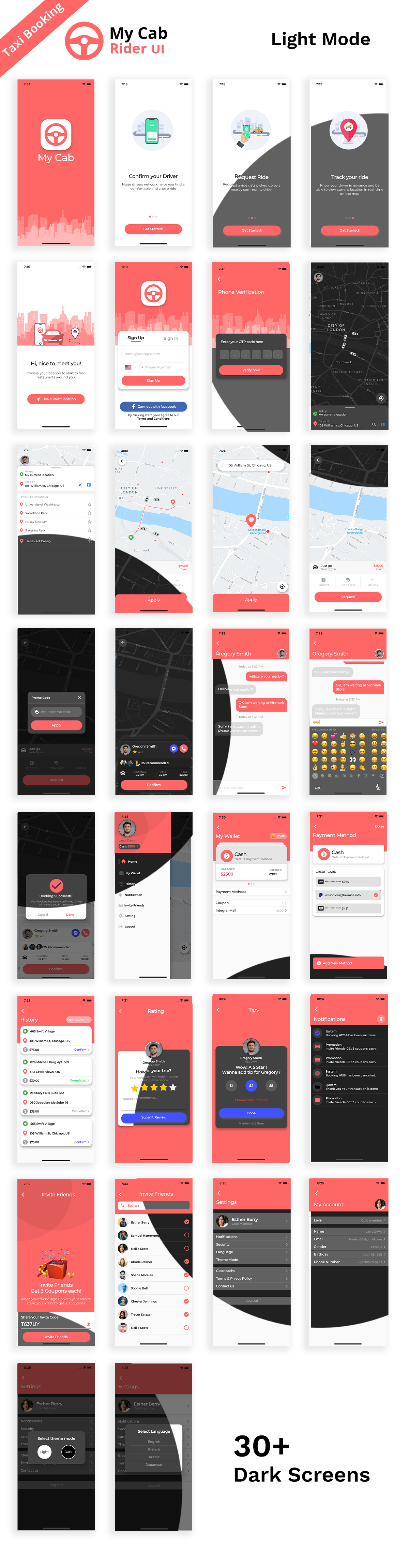 My Cab Android + iOS +Figma + Sketch + XD | Flutter | Rider Taxi Booking - 3