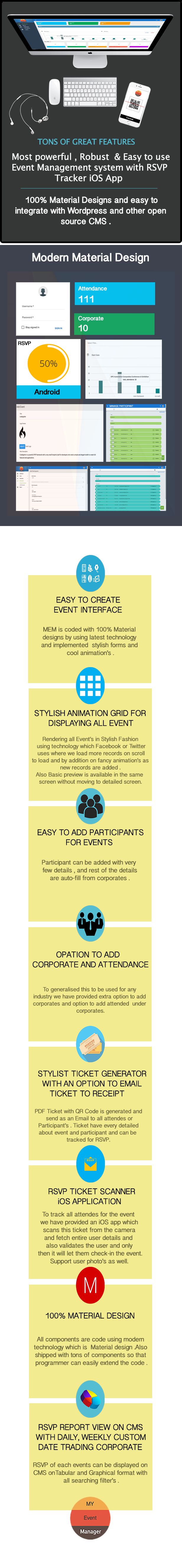 My Event Manager - 100% Material Design Backend with easy integration in Wordpress with iOS App. - 1