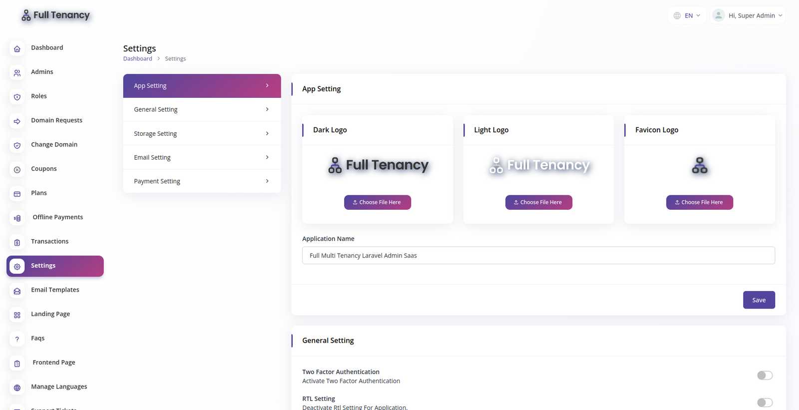 Full Tenancy - Domains, Database, Users, Role, Permissions & Settings - 3