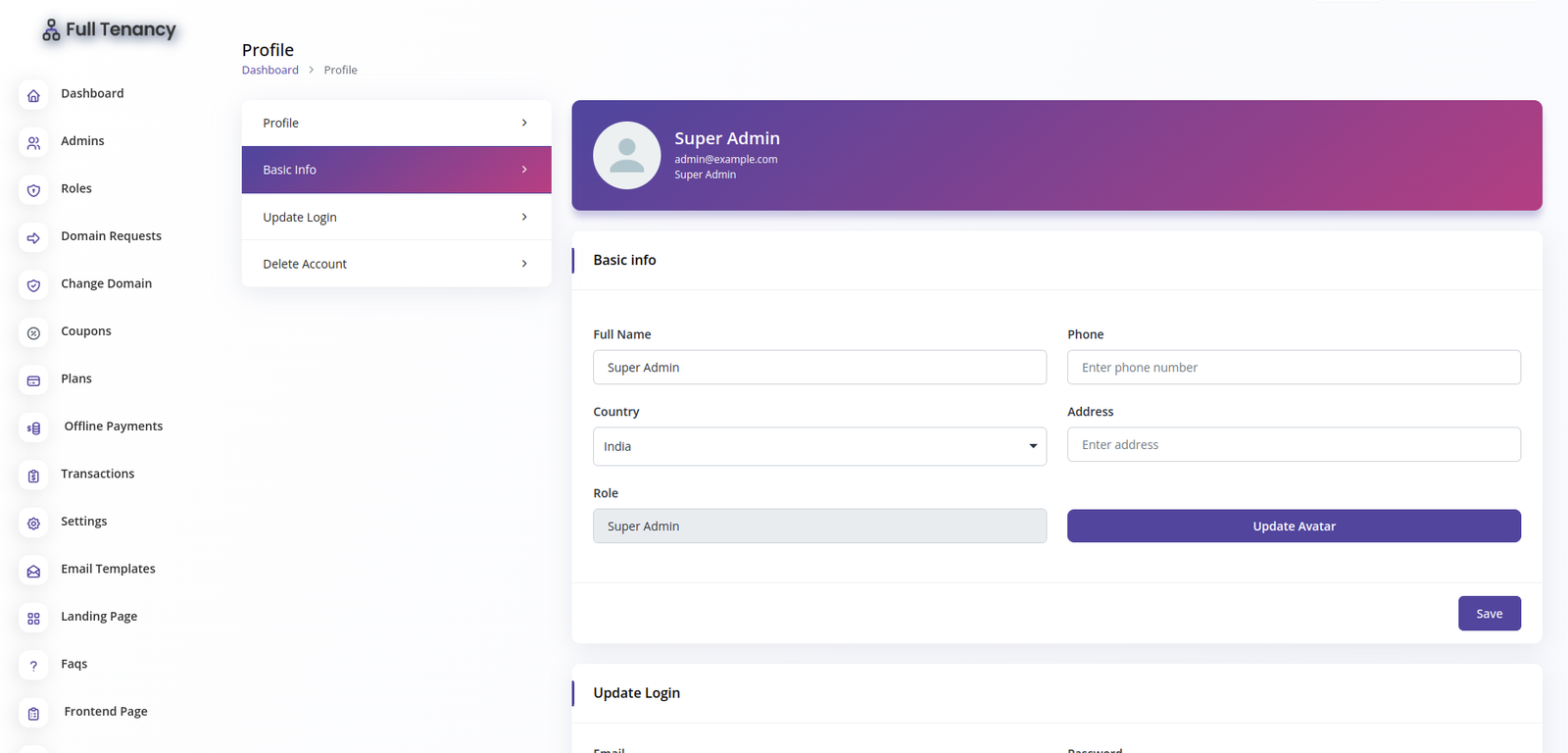 Full Tenancy - Domains, Database, Users, Role, Permissions & Settings - 4