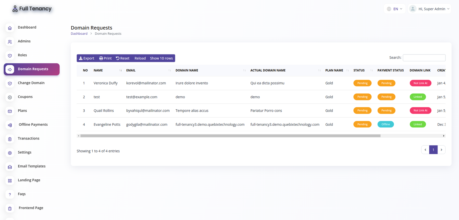 Full Tenancy - Domains, Database, Users, Role, Permissions & Settings - 7
