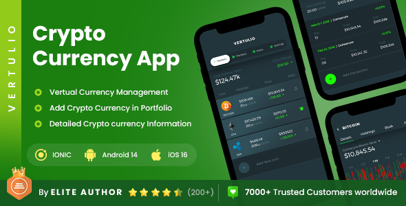 2 App Template| Cryptocurrency App| Crypto Prices, Charts | Wallet App| NFT Tracker App| Vertulio    