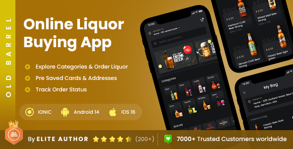 2 App Template| Online Liquor Buying App| Liquor eCommerce App| Liquor Delivery App| OLD BARREL    