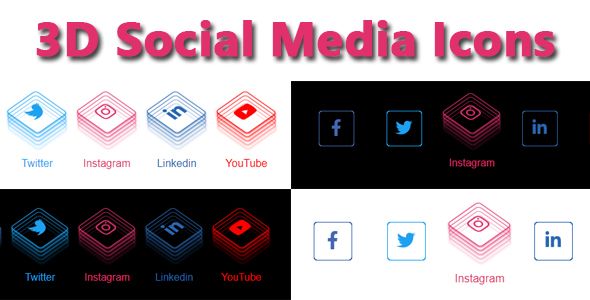 3D Social Media Icons - code.market