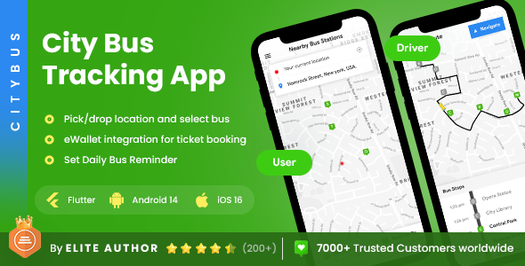 4 App Templates| City Bus Tracking App| City Bus Driver App | Rider App| Citybus Flutter  Mobile Templates