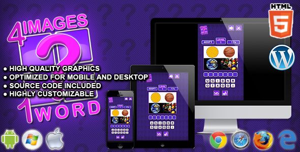 4 Images 1 Word - HTML5 Quiz Game    