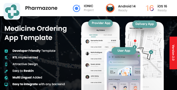 6 App Template| Online Medicine Ordering App| Medicine Delivery App | Pharmazone Pharmacy eCommerce|   Mobile Native Web, Templates