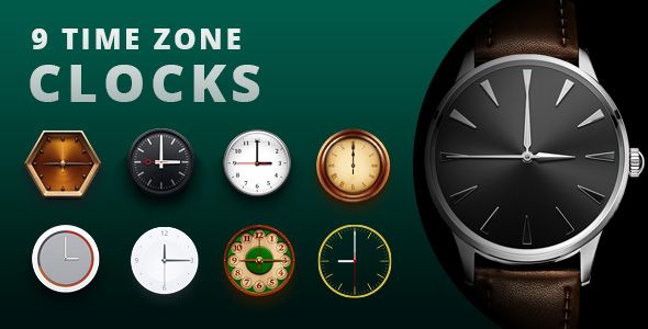 9 Time Zone Clocks.    