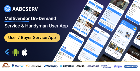 Aabcserv - Multivendor On-Demand Service & Handyman Marketplace Flutter User App Flutter  Mobile 