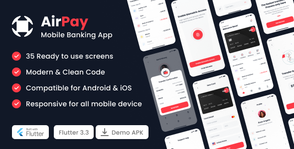 AirPay - Mobile Banking App for Online Money Management Flutter  Mobile Templates