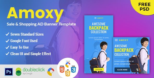 Amoxy | Backpack HTML 5 Animated Google Banner    Ad Templates