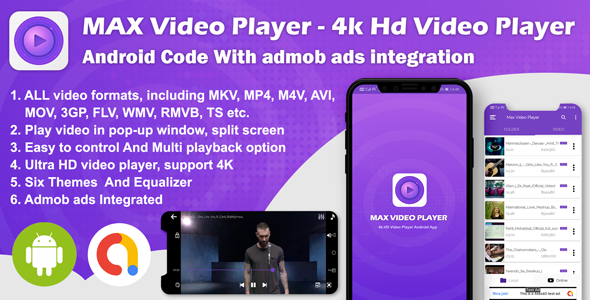 Android Max Player - 4k HD Video Player with Admob Ads (version-2)    