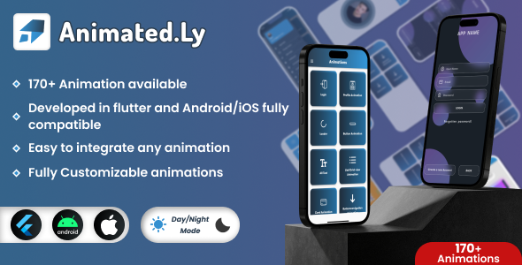 Animated.Ly - 170+ Animations in Flutter | Android, iOS compatible Flutter Animations Mobile 
