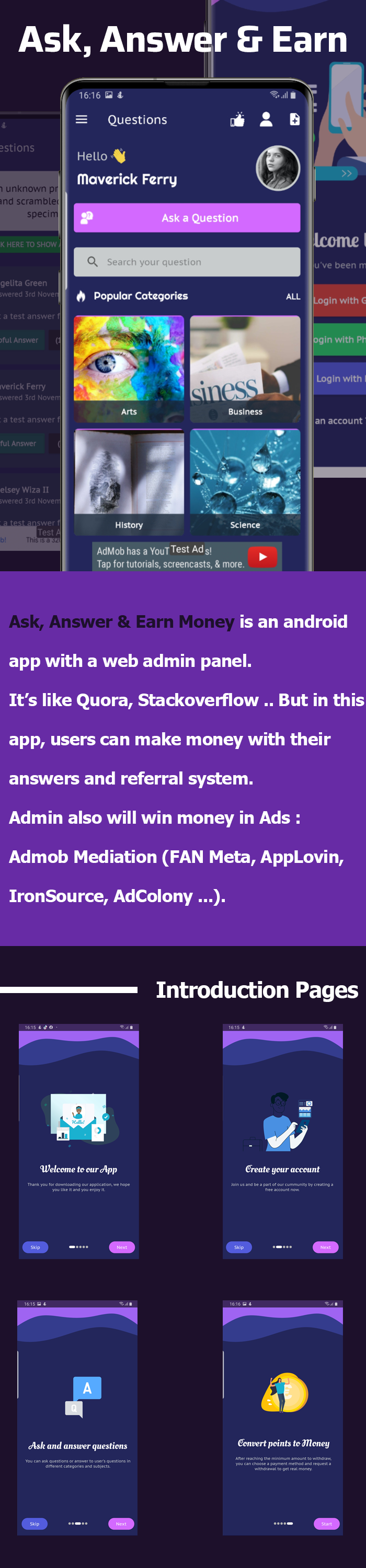 Ask & Answer to Earn Money App with Admin Panel - 3