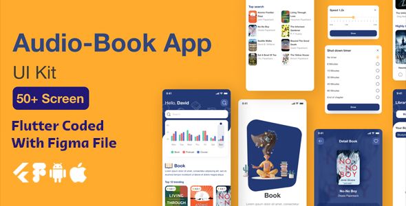 Audible - Audio Book & Ebook Flutter App Ui Template(Figma Included) Flutter  Mobile 
