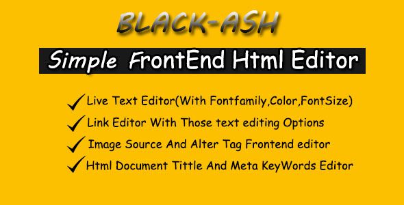 BLACK-ASH - JavaScript Front-end HTML Editor    