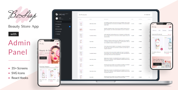 BeShop - Beauty Store App with Laravel Orchid Admin Panel