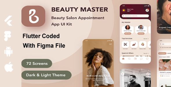 Beauty Master - Salon Appointment Flutter App Ui Template(Figma Included) Flutter  Mobile 