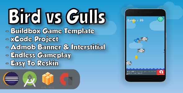 Bird vs Gulls - Android Studio Project & Game Template (64bit) Android  Mobile Games