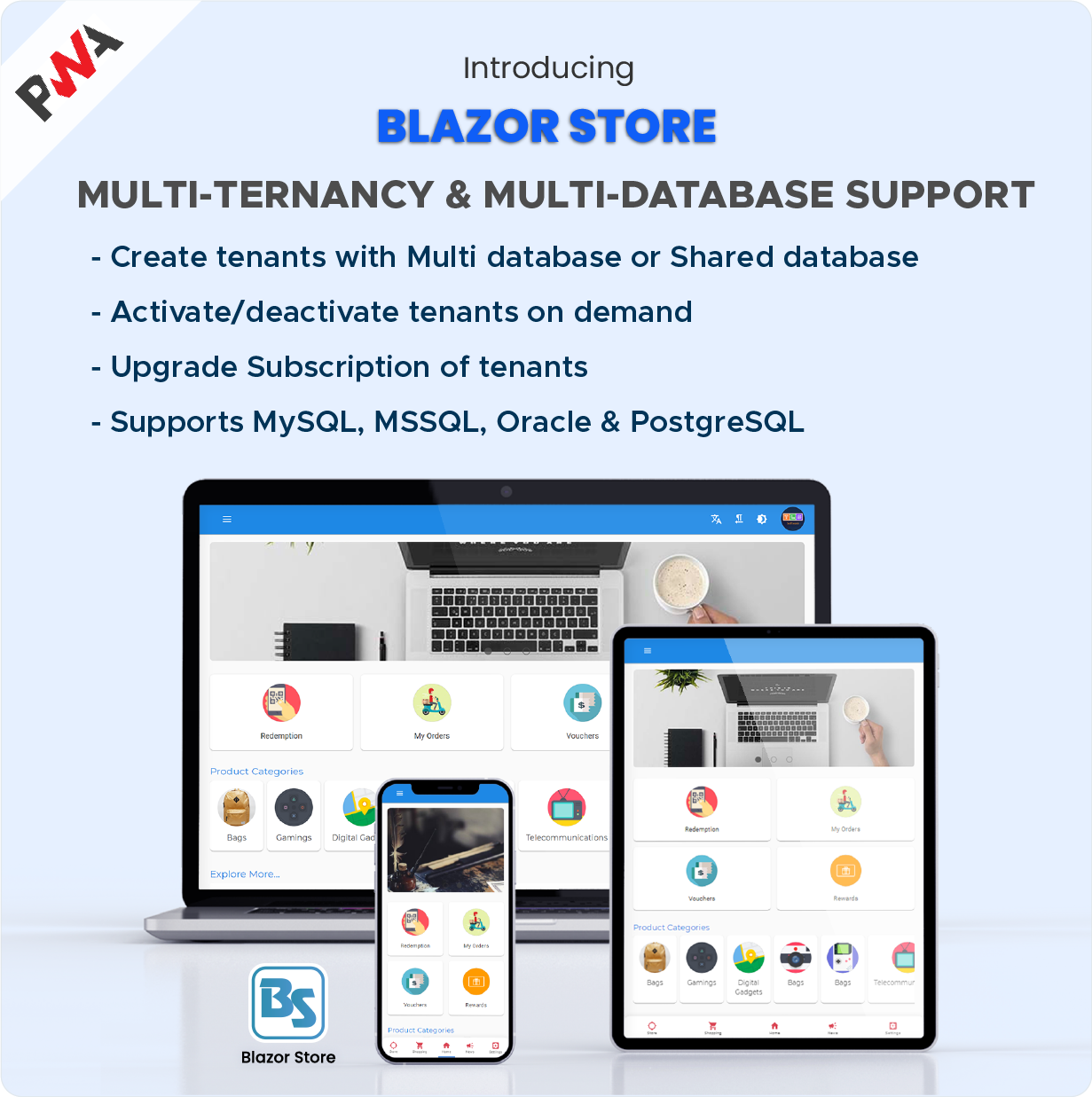 BlazorStore Pro - Mobile PWA and Site Templates Multi-ternant + Multi Database - 2