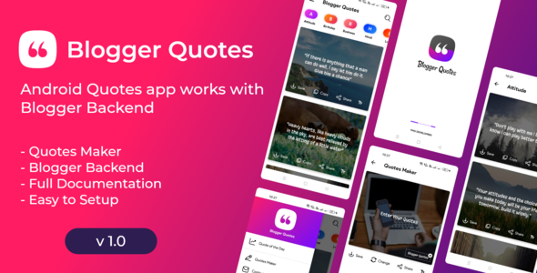 Blogger Quotes App - Android Quotes App with Admob Ads    