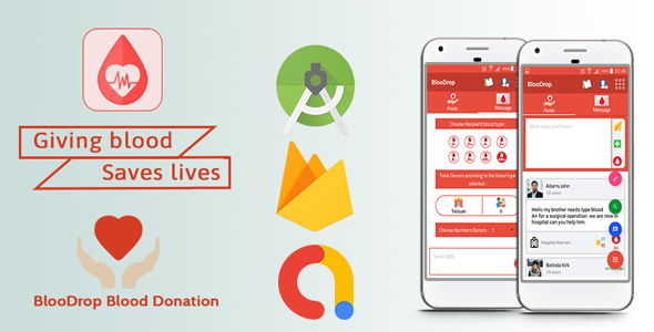 BlooDrop - Blood Donation Android App with Ads    