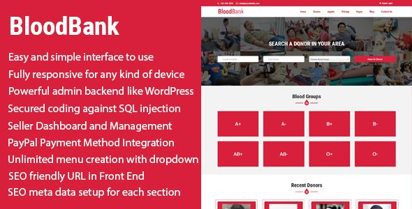 BloodBank - Blood Donor Directory CMS with PayPal Integration    