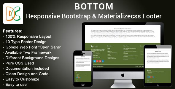 Bottom - Bootstrap 3 and Materializecss Footer  Css  Layouts