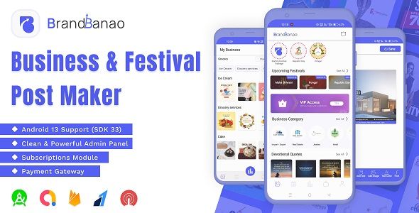 BrandBanao - Festival Poster Maker, Banner Maker, Business Post, Video Ad Maker, Digital Post Maker Android Business Mobile Full Applications