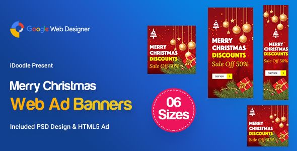C82 - Merry Christmas Banners HTML5 Ad (GWD & PSD)    