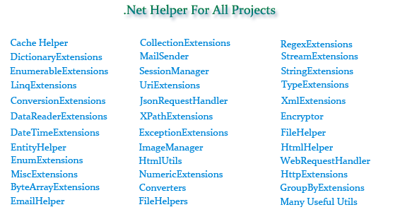 C#.Net & .Net Core Helper For All Projects    