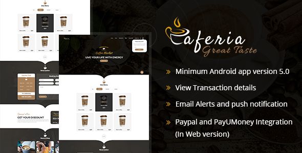 Caferia - Restaurant Food Order and Delivery Web and Mobile App   Mobile Full Applications, Native Web