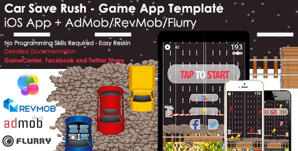 Car Save Rush - iOS Full Game App Template + Ads    