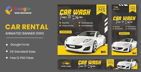 Car Wash HTML5 Banner Ads GWD    