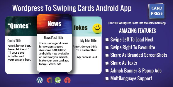 CardPress - Jokes - Quotes - News - Android App For Wordpress    