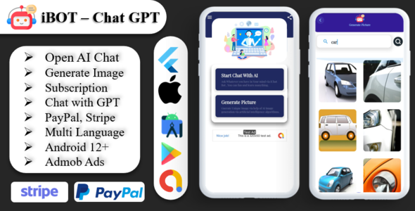 ChatGPT App - Chat GPT App | Open AI ChatGPT | Google Login | Subscription | PayPal & Stripe Flutter  Mobile Full Applications