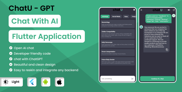 ChatU - Chat GPT Flutter Full Application Flutter  Mobile Full Applications