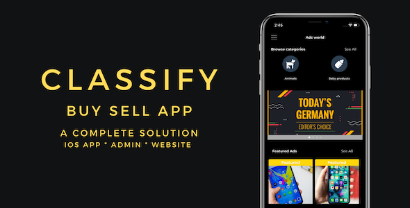 Classify - Classified ads iOS App + admin panel + website (Olx,Mercari,Offerup,Carousell,Buy Sell) image