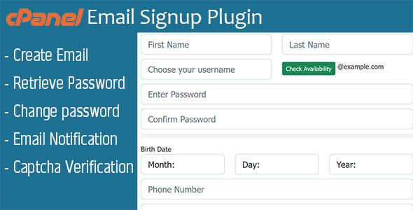Cpanel Email Signup Plugin    