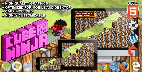 Cube Ninja - HTML5 Construct Running Game    