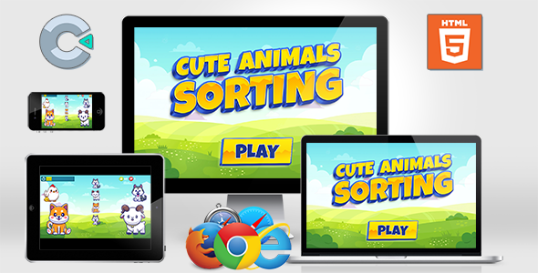 Cute Animal Sorting - HTML5 Educational game image