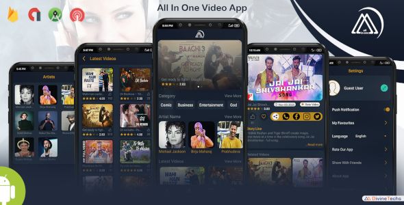 DTVideo - Video Flutter application + iOS App + Android App + Admin panel    