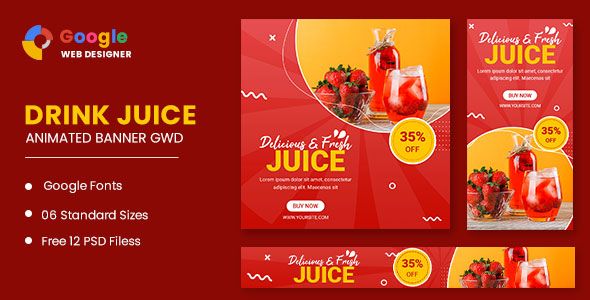 Drink Juice Animated Banner Google Web Designer image